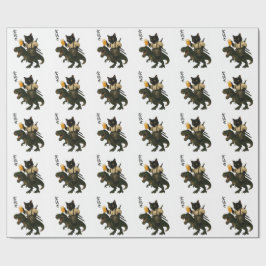 Papel De Regalo Gato Samurái con Cerveza & T-Rex | Arte Japonés Re