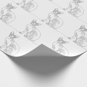 Papel De Regalo Gato Sphynx Dibujado a Mano - Arte de Línea Minima