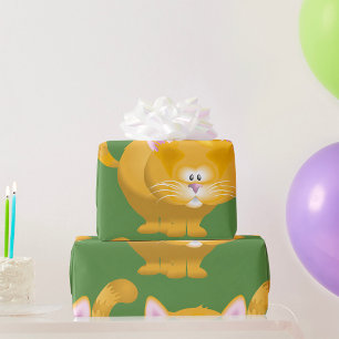 Papel De Regalo Gato Tabby Naranja Redondo y Bonito