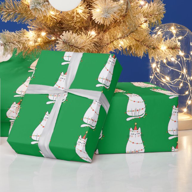 Papel De Regalo Gato y luces Navidades (Vacaciones)