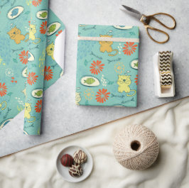 Papel De Regalo Gato y pez divertidos