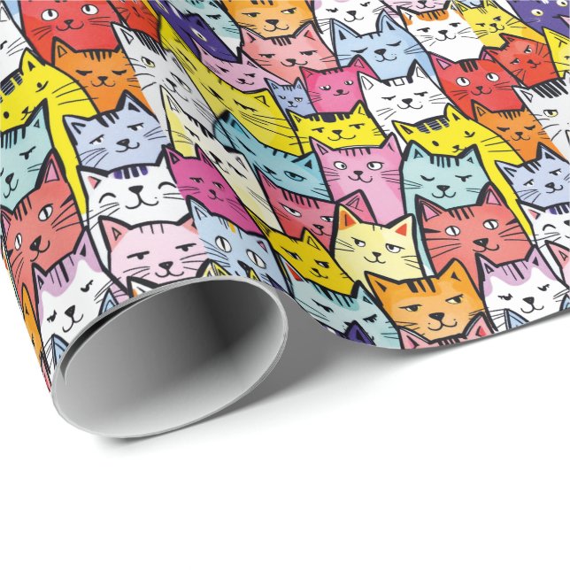 Papel De Regalo Gatos abstractos entrelazados (Esquina del rollo)