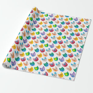 Papel De Regalo Gatos acuarelas y amigos