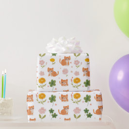Papel De Regalo Gatos Afortunados y Tréboles