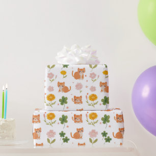 Papel De Regalo Gatos Afortunados y Tréboles