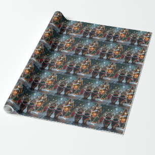 Papel De Regalo Gatos Angora Turcos Navidad Nieve Fiesta