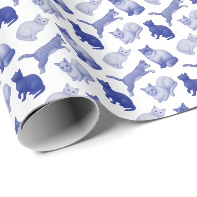 Papel De Regalo Gatos azules (Esquina del rollo)