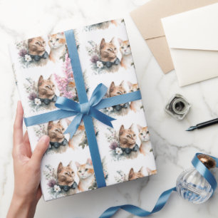 Papel De Regalo Gatos bodas En Flores