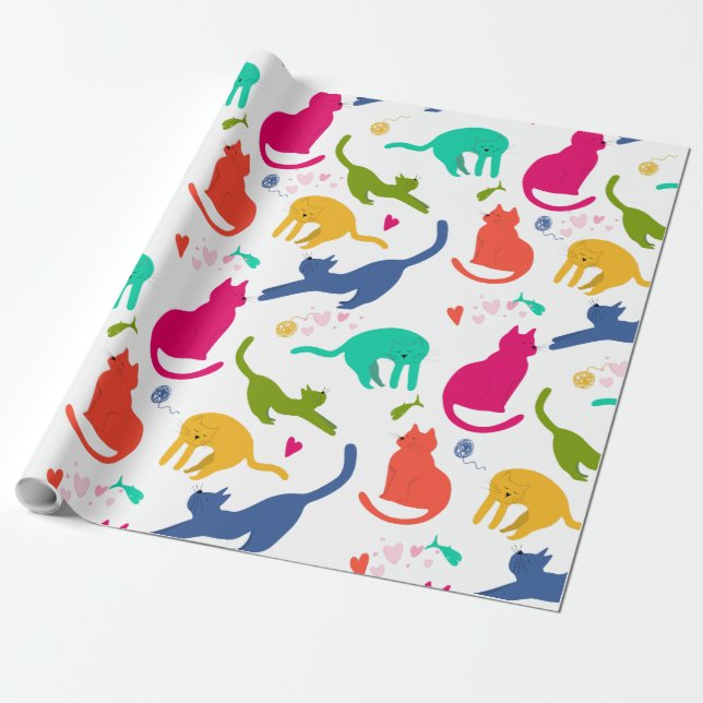 Papel De Regalo Gatos coloridos (Desenrollado)