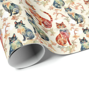 Papel De Regalo Gatos con un patrón de acuarela chino