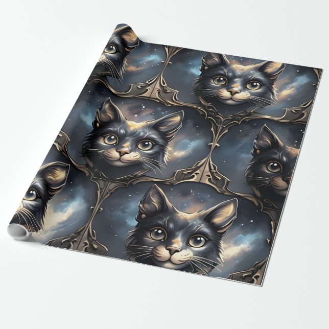 Papel De Regalo Gatos cósmicos (Desenrollado)