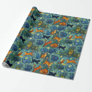Papel De Regalo Gatos de estilo postimpresionista