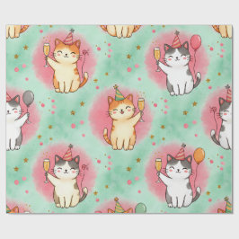 Papel De Regalo Gatos de fiesta perfectos – Patrón de celebración 
