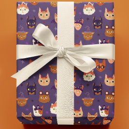 Papel De Regalo Gatos de Halloween en disfraz