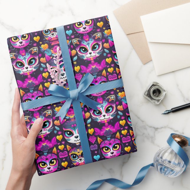 Papel De Regalo 😻 Gatos de Muertos Fiesta (Regalar)