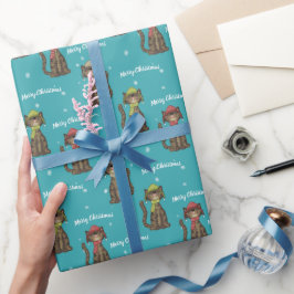 Papel De Regalo Gatos de Navidades cortos