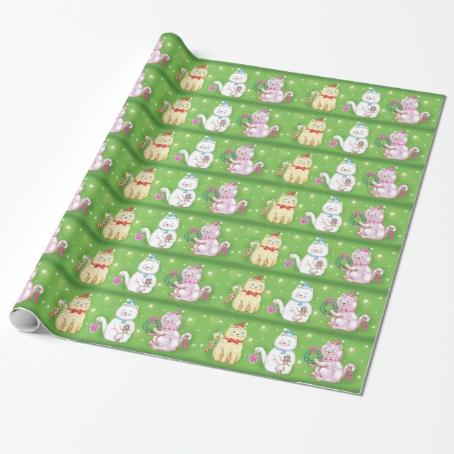 Papel De Regalo Gatos de vacaciones (Desenrollado)