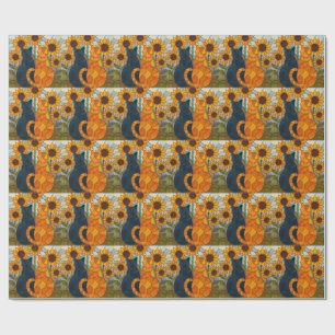Papel De Regalo Gatos de Vidrio Emplomado y Diseño de Arte de Gira