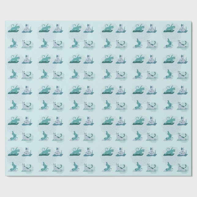 Papel De Regalo Gatos de yoga verdes (Costura)
