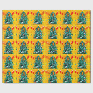 Papel De Regalo Gatos divertidos de Navidad árbol Creationarts