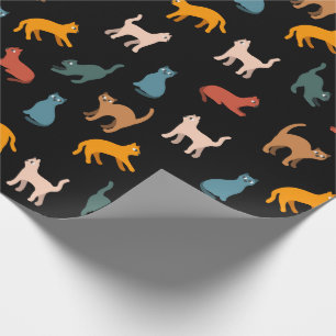 Papel De Regalo Gatos en negro