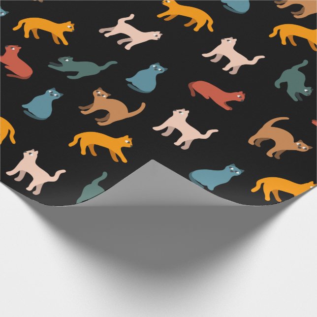 Papel De Regalo Gatos en negro (Esquina)