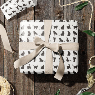Papel De Regalo Gatos en negro Mascota de patrón de silueta animal