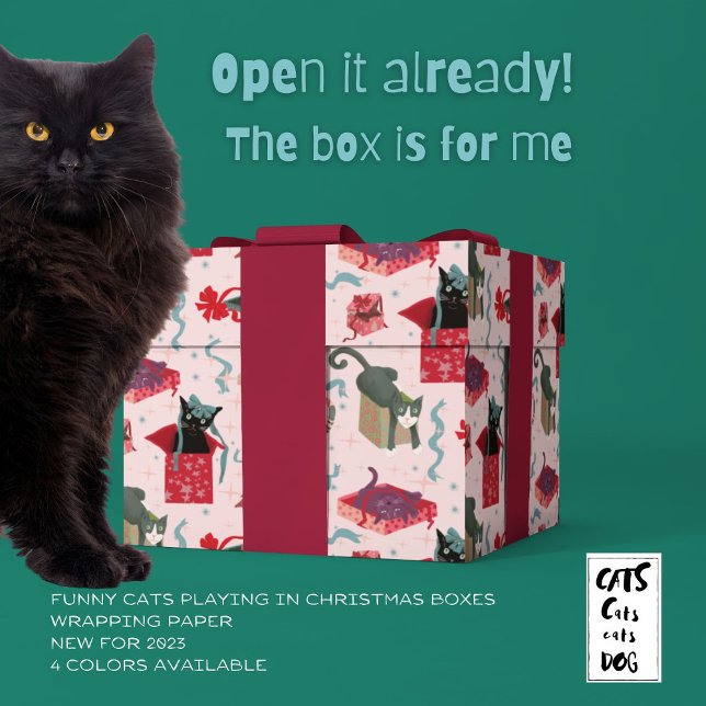 Papel De Regalo Gatos Graciosos En Cajas De Navidades Verde Rojo R (Subido por el creador)