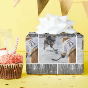 Papel De Regalo Gatos jugando hockey sobre hielo con ovillo de lan