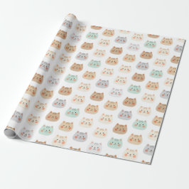 Papel De Regalo Gatos Kawaii Lindos Ilustraciones Dibujadas a Mano