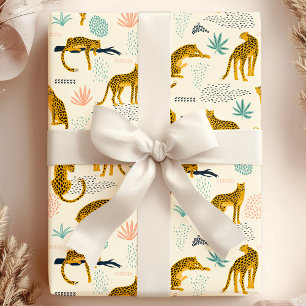 Papel De Regalo Gatos Leopardo Patrón de la Selva Africana Tropica