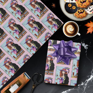Papel De Regalo Gatos Libros Pociones De Brujas