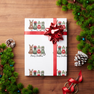 Papel De Regalo Gatos Meowy Navidad Suéter Feo Reno Xmas