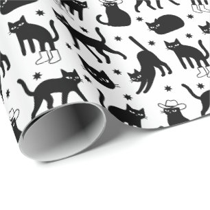 Papel De Regalo Gatos negros