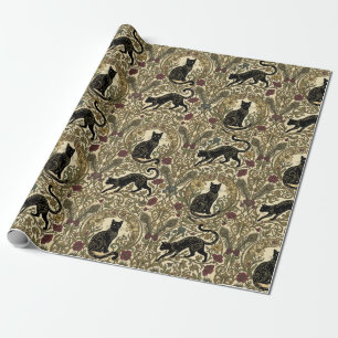 Papel De Regalo Gatos Negros Art Nouveau