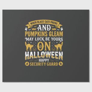 Papel De Regalo Gatos Negros de Halloween y Calabazas Guardia de S