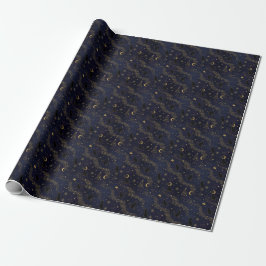 Papel De Regalo Gatos negros de medianoche Navidad Noche estrellad