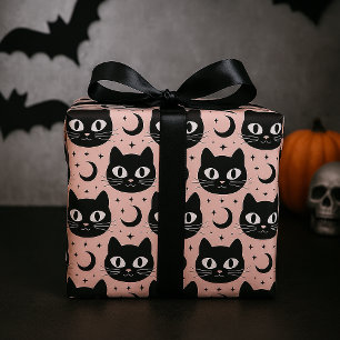 Papel De Regalo Gatos Negros Lindos y Halloween Celestial
