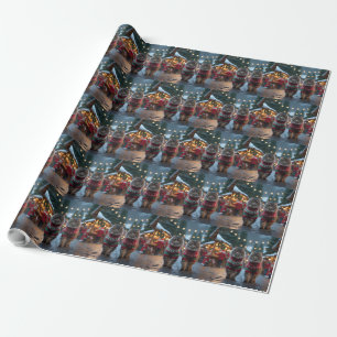 Papel De Regalo Gatos Persas Navidad Nieve Fiesta