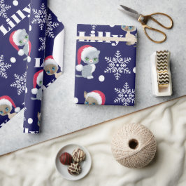 Papel De Regalo Gatos Personalizados Nombre Navidad Christmas