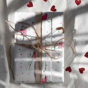 Papel De Regalo Gatos rosados y corazones – San Valentín