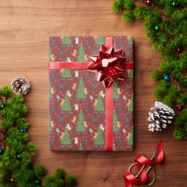 Papel De Regalo Gatos traviesos trepando árboles Navidad divertida