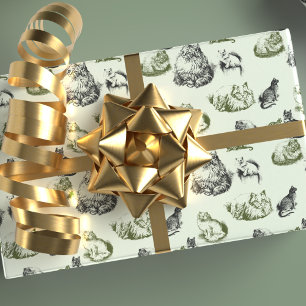 Papel De Regalo Gatos Vintados En Verde Y Azul