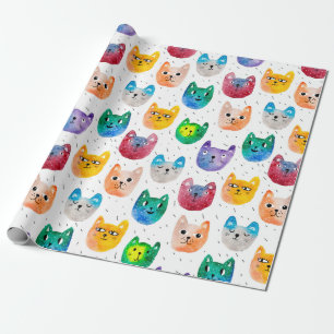 Papel De Regalo Gatos y amigos de la acuarela