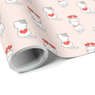 Papel De Regalo Gatos y corazones bonitos