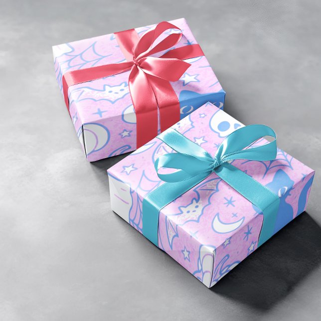 Papel De Regalo Gatos y fantasmas de Halloween (Subido por el creador)