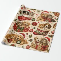 Gatos y Perros de Navidad Patrón de Festejos Navid