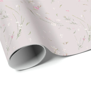 Papel De Regalo Gaura Acuarela Floral Rosa Suave