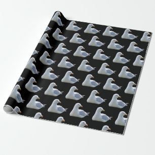 Papel De Regalo Gaviota Acostada Costero Negro Elegante