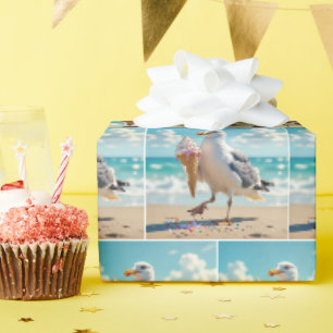 Papel De Regalo Gaviota sosteniendo un cono de helado